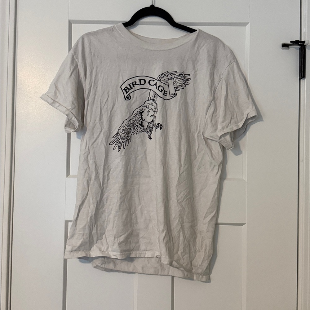 Graphic Tee with Bird Cage Design